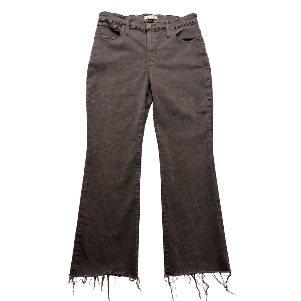 Madewell Mid Rise Kick Out Jeans Womens‎ 30 Brown Wash Stretch Bootcut Raw Hem